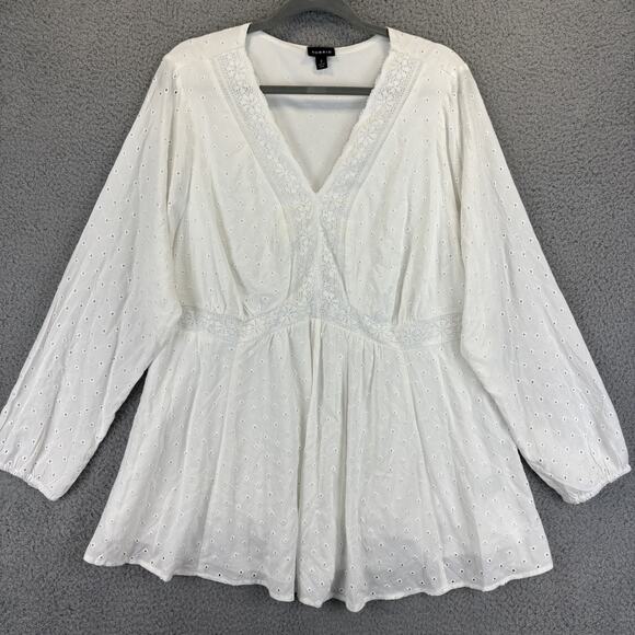 Torrid Eyelet Babydoll Top 2X Boho Peasant Cottagecore Romantic Feminine 2022 - Picture 2 of 13